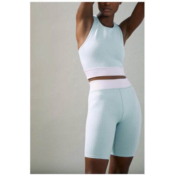 Anthropologie Pants - Blue and Purple Anthropologie James Colorblocked High Waisted Bike Shorts XS/S